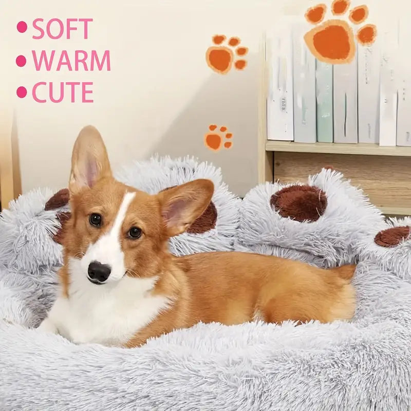 Plush Bear Paw Pet Bed